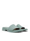 Dana Leather Mules With Low Heel In Green Colour