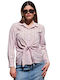 Langärmelig Damen Hemd Pink Gestreift