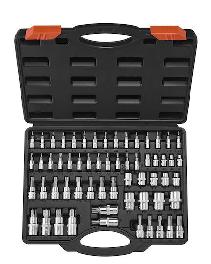 Torx-Bit-Stecknuss Externe Torx-Stecknuss-Satz 60-teilig S2-Legierungsstahl Cr-V-Stahl