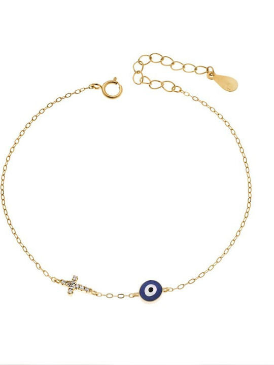 Senza Women's Bracelet with Eye Design in Silver Gold Plated 17cm