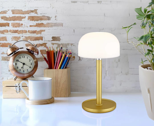 Globo Lighting Портатиф LED с Бяла Шапка и Златиста Основа