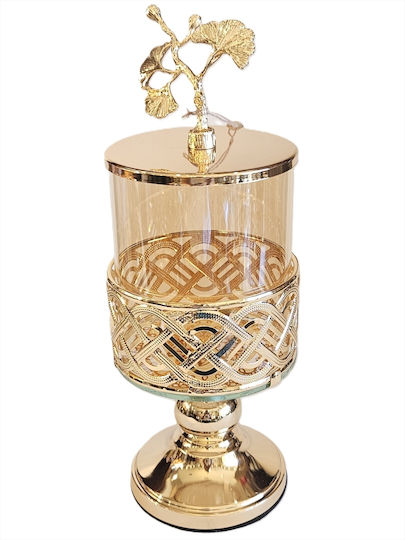 La Belle Maison Glass Sweet Jar with Lid Gold 11x11x28.5cm