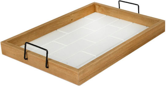 Kaemingk Wooden Rectangular Serving Tray with Handles in Brown Color 41x30x7cm 1pcs