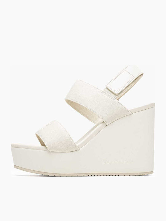 Calvin Klein Women's Fabric Platform Shoes Beige YW0YW01790-AEO