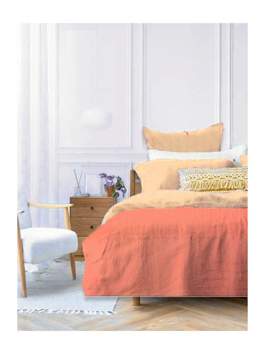 Ariete Lux Σετ Σεντόνια King Size με Λάστιχο 240x270εκ. Ροδακινί/εκρού (4τμχ)