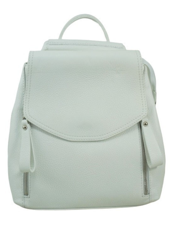 Mybag Δερμάτινη Γυναικεία Τσάντα Πλάτης Λευκή