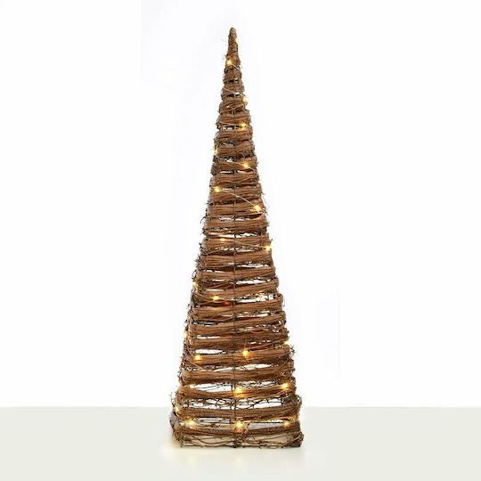 cu lumină LED Decorațiune de Crăciun Metalic Braduleț Conul 90cm. Baterie Bej Natural Rattan Cone Tree