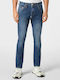 Hexagon Ανδρικό Παντελόνι Τζιν Ελαστικό με Skinny Straight Εφαρμογή Blue Shark