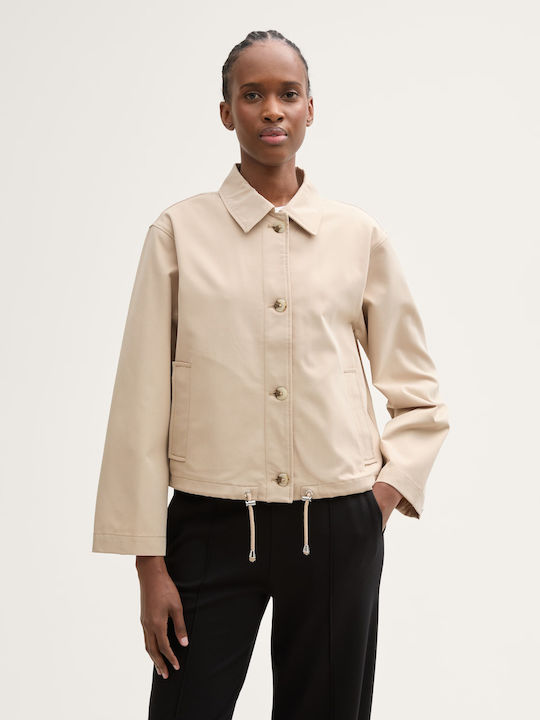 Women's Short Lifestyle Jacket for Winter Beige