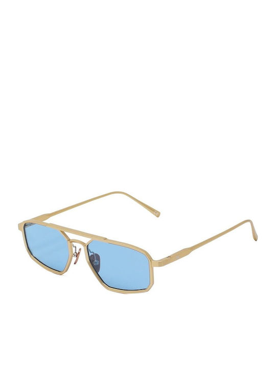 JohNocera Unisex Γυαλιά Ηλίου με Χρυσό Μεταλλικό Σκελετό και Γαλάζιο Polarized Φακό advance-c5