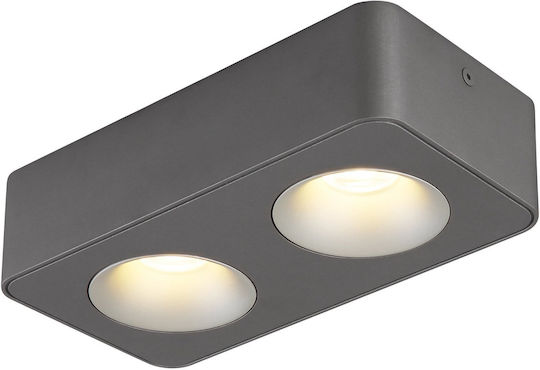 Globo Lighting Διπλό LED Θερμό Λευκό Σποτ σε Γκρι Χρώμα