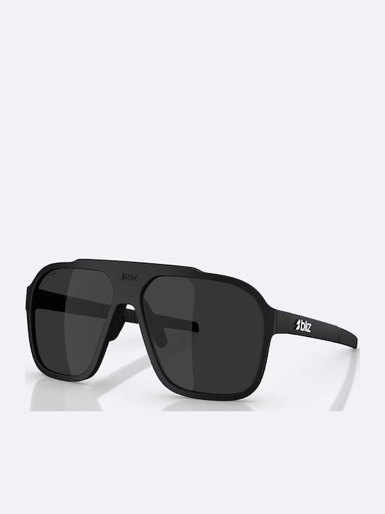 Bliz Men's Sunglasses with Black Plastic Frame and Black Lens