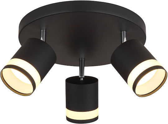 Globo Lighting Τριπλό LED Θερμό Λευκό Σποτ σε Μαύρο Χρώμα