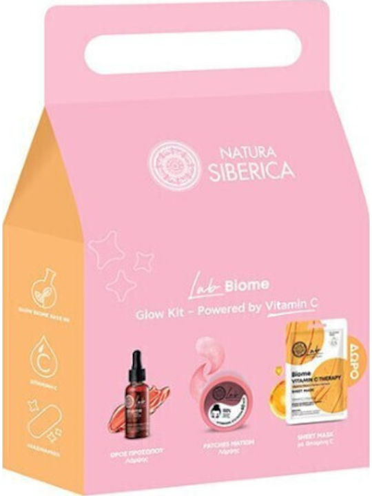 Natura Siberica Lab Biome Glow Kit - Powered by Vitamin C Hautpflegeset für Aufhellung 3Stück