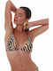 Triangle Bikini Top Beige-black Animal Print