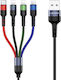 Usams Braided USB to Type-C / Lightning Cable 2A Μαύρο 3m (10CAB0346)
