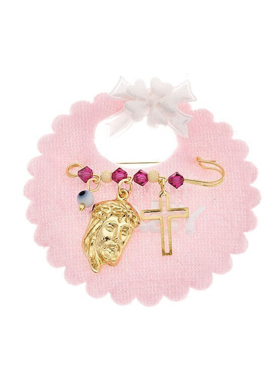 Senza Child Safety Pin made of Gold Plated Silver with Cross for Girl