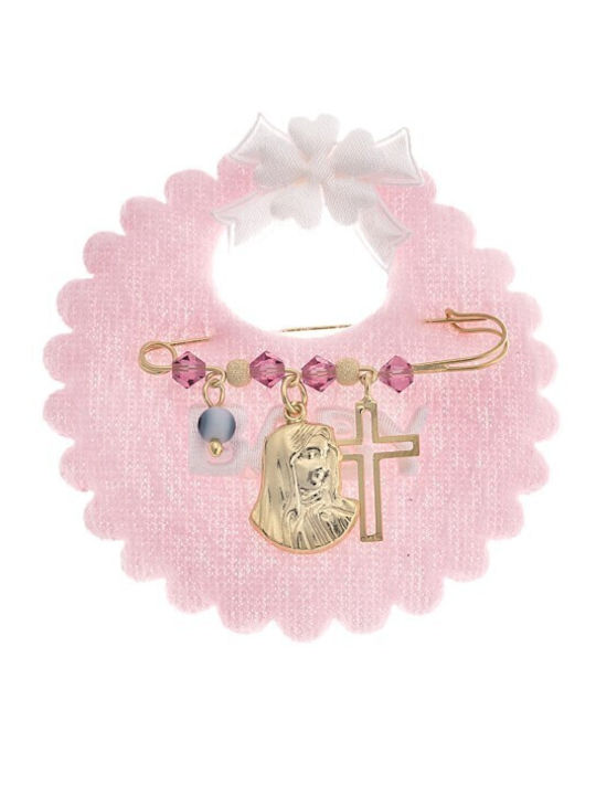 Senza Child Safety Pin made of Gold Plated Silver with Cross for Girl