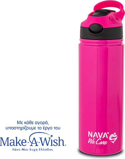 Nava "we Care" Thermos Bottle Stainless Steel 500ml Magenta With Straw