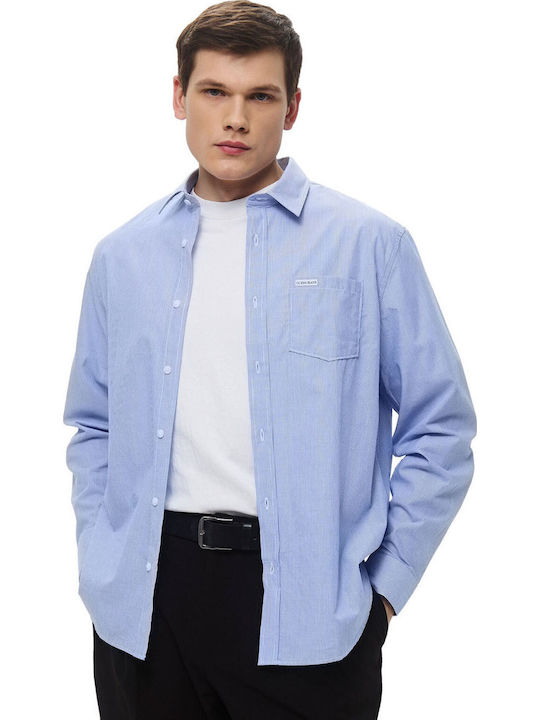 Guess Μακρυμάνικo Πουκάμισο Ριγέ Cobalt And White