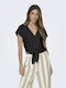 Short Sleeve Women's Linen Shirt Black
