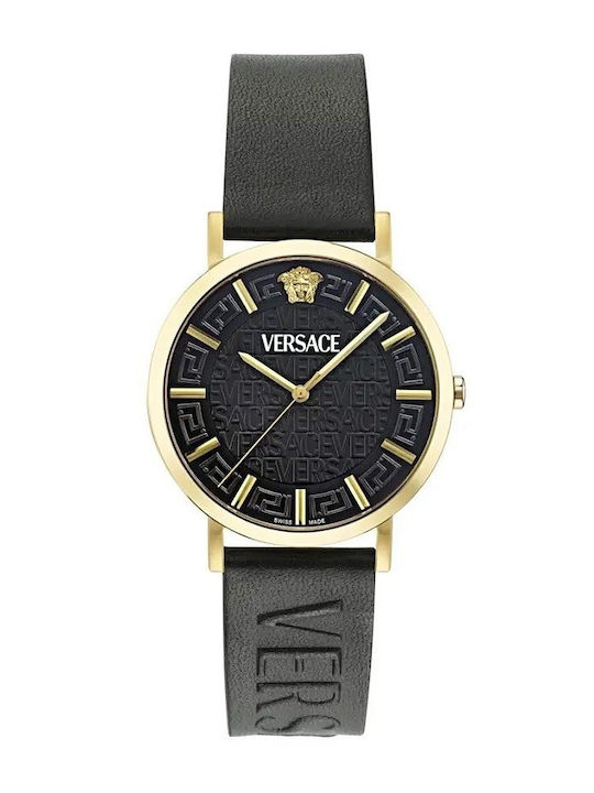 Versace Greca Slim Herrenuhr Batterie mit Schwarz Kautschukarmband