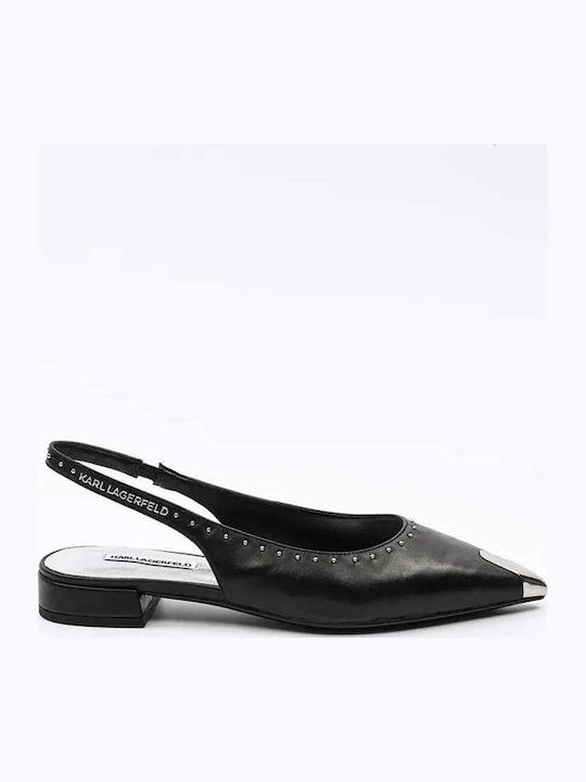 Leather Pointy Slingback Ballerinas Black