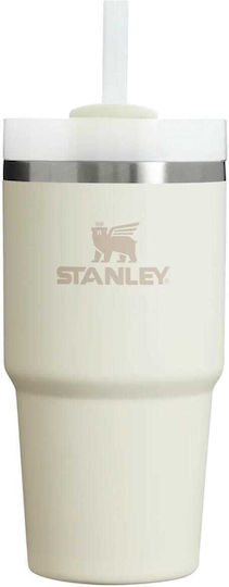 Stanley Quencher H2.0 FlowState Stainless Steel Thermos Glass BPA Free 590ml Cream with Straw