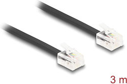 DeLock Flat Τηλεφωνικό Καλώδιο RJ11 6P4C 3m Μαύρο (90619)