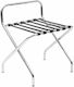 Metallic Foldable Hotel Luggage Rack Silver Foldable with Backrest