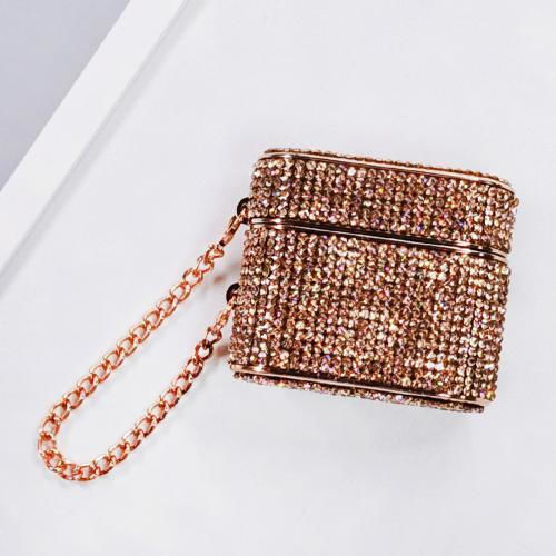 Airpods 3 Cylindrical Diamond Bluetooth Earphone Protective Case Rose Gold