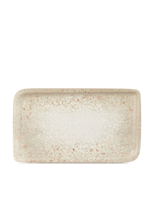 By Bone Plate Shallow Rectangular made of Porcelain Beige 24x15cm