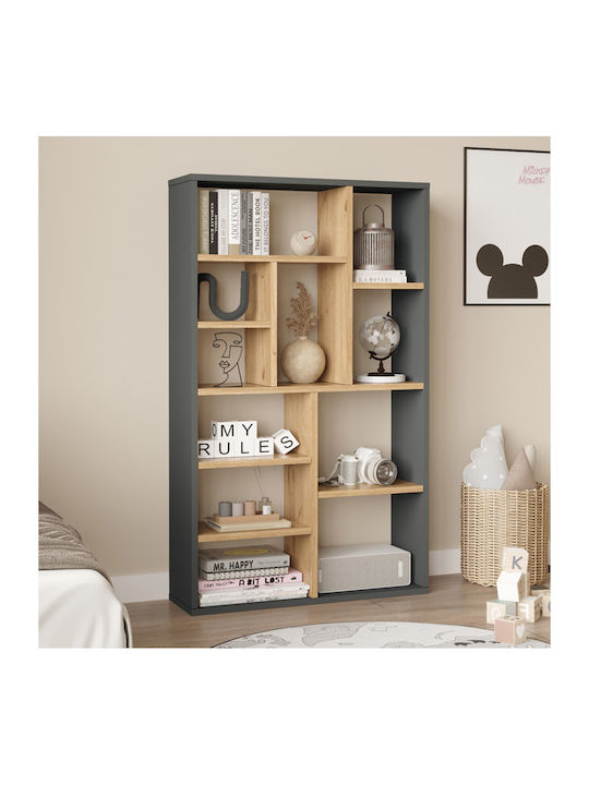 Βιβλιοθήκη Boteca Φυσική-ανθρακί 75x22x123.6εκ.