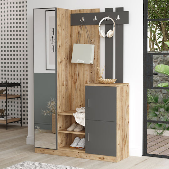 Saron Mobilier de Intrare cu Oglindă / Cuier & Dulap pentru Pantofi Natural anthracite 113x35x180cm