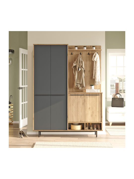 Cloat Entry Furniture with Hanger & Shoe Rack Natural-anthracite 147.4x35.5x195.6cm