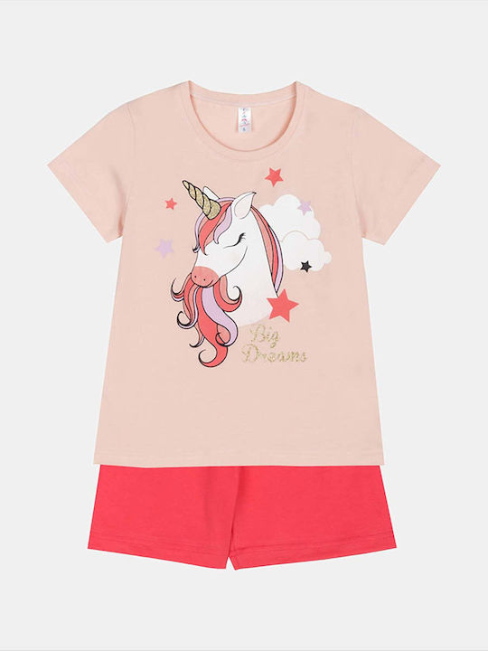 Dreams by Joyce Παιδική Πιτζάμα Καλοκαιρινή Σομόν Unicorn