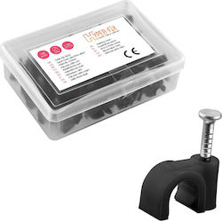Hyper-fix Ροκα Διαμετρο Καλωδιου 6mm Υψος 8.1mm Καρφι 1.70x15mm Μαυρο Koyti 100 Τεμ