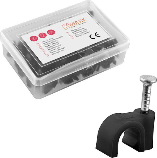 Hyper-fix Ροκα Διαμετρο Καλωδιου 7mm Υψος 8.9mm Καρφι 1.70x16,9mm Μαυρο Koyti 100 Τεμ