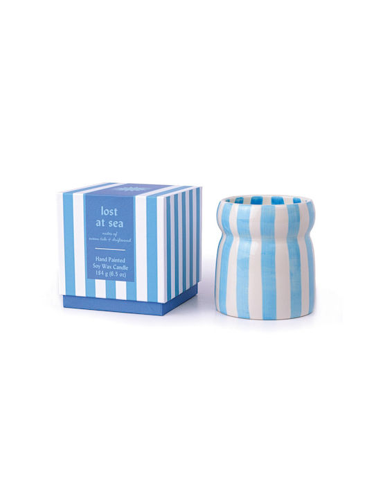 Lost At Sea Pflanzenwachskerze 184g Blau Gestreiftes Keramikgefäß Cabana Paddywax