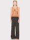 Women's Sleeveless Sweater Cotton Floral Orange