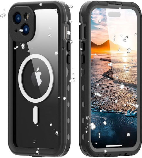 С пълно покритие (360°) Силикон / Пластмаса 1.5мм Водоустойчив Черен (iPhone 15 Plus)
