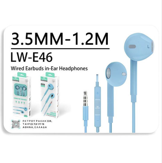 Leewello Lw-e46 In-ear Handsfree Ακουστικά με Βύσμα 3.5mm Μπλε