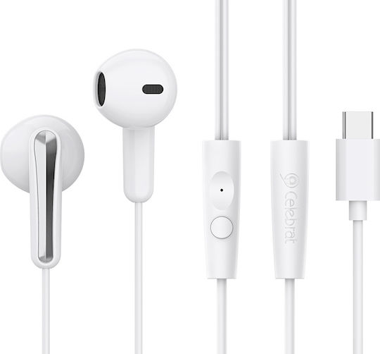 Celebrat G37 In-ear Handsfree Ακουστικά με Βύσμα USB-C Λευκό