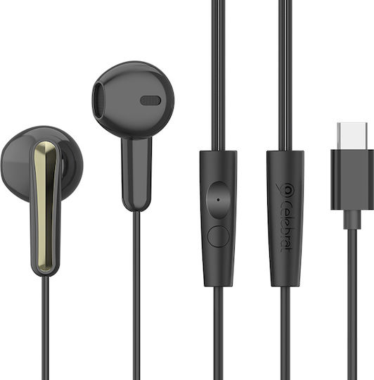 Celebrat G37 In-ear Handsfree Ακουστικά με Βύσμα USB-C Μαύρο