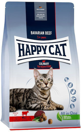 Happy Cat Bavarian Beef Culinary Ξηρά Τροφή για Ενήλικες Γάτες με Βοδινό 1.3kg