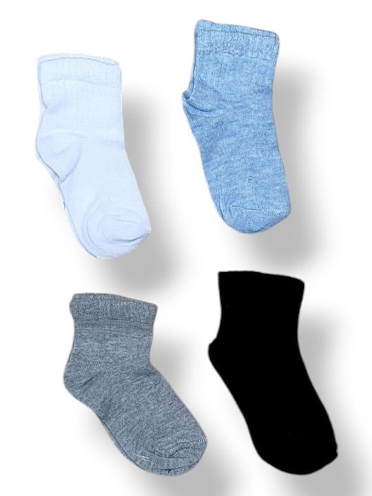 Babydom Kids' Socks White, Light Blue, Grey, Dark Blue 4 Pairs