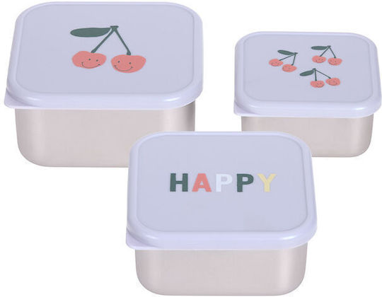 Laessig Happy Fruits Пластмасов Детски Комплект За Хранене Сребрист