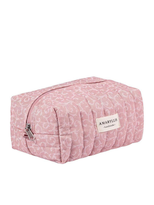 Geantă de toaletă pătrată Amaryllis din material paisley somon, lucrată manual, cu fermoar