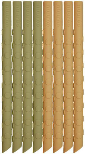 Nuuroo Set of 8 Reusable Silicone Straws Olive Green Yellow