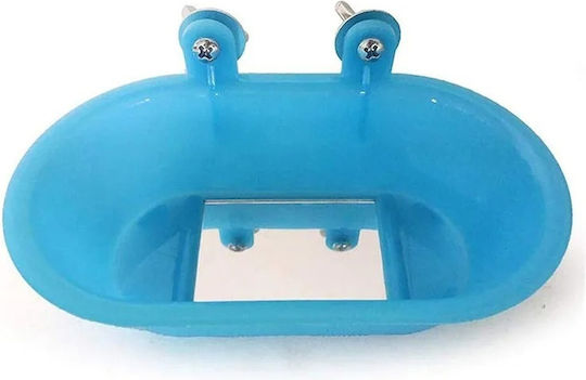 Vogelkäfig-Badewanne mit Spiegel & Metallclips – L14,5xB4,5xH8cm